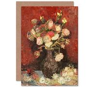 Artery8 Van Gogh Vase With Chinese Asters And Gladioli Fine Art Greeting Card Plus Envelope Blank Inside