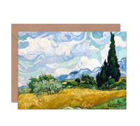 Artery8 Van Gogh Wheat Field With Cypresses Fine Art Greeting Card Artery8 Multicolor