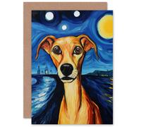 Artery8 Van Goghs Dog at Night for Him or Her Man Woman Birthday Thinking of You Get Well Soon Blank Art Greeting Card