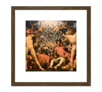 Artery8 Van Haarlem Fall Titans Titanomachia Greek Myth Painting 8X8 Inch Square Wooden Framed Wall Art Print Picture with Mount in Brown Artery8 Brown