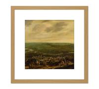 Artery8 Van Hillegaert Spanish Leaving Den Bosch 8X8 Inch Square Wooden Framed Wall Art Print Picture with Mount in Light Oak Artery8 Light Oak