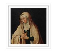 Artery8 Van Leyden Virgin Mary Painting Square Wooden Framed Wall Art Print Picture 16X16 Inch