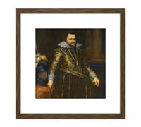 Artery8 Van Mierevelt Portrait Prince Philip William Orange 8X8 Inch Square Wooden Framed Wall Art Print Picture with Mount in Brown Artery8 Brown