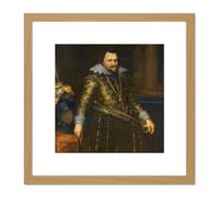 Artery8 Van Mierevelt Portrait Prince Philip William Orange 8X8 Inch Square Wooden Framed Wall Art Print Picture with Mount in Light Oak Artery8 Light Oak