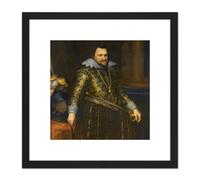 Artery8 Van Mierevelt Portrait Prince Philip William Orange 8X8 Inch Square Wooden Framed Wall Art Print Picture with Mount in Black Artery8 Black