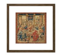 Artery8 Van Orley Last Supper Biblical Silk Screen Photo 8X8 Inch Square Wooden Framed Wall Art Print Picture with Mount in Brown Artery8 Brown
