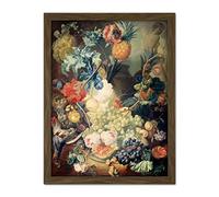 Artery8 Van Os Still Life Flowers Fruits Birds Painting Artwork Framed Wall Art Print 18X24 Inch