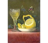 Artery8 Van Os Still Life Lemon And Cut Glass Painting Premium Wall Art Canvas Print 18X24 Inch