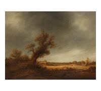 Artery8 Van Ostade Landscape With An Old Oak Painting Premium Wall Art Canvas Print 18X24 Inch