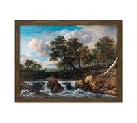 Artery8 Van Ruisdael Landscape Waterfall River Painting Artwork Framed Wall Art Print 18X24 Inch