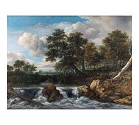 Artery8 Van Ruisdael Landscape Waterfall River Painting Large Wall Art Poster Print Thick Paper 18X24 Inch