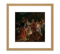 Artery8 Van Veen Batavians Besiege Romans Vetera 8X8 Inch Square Wooden Framed Wall Art Print Picture with Mount in Light Oak Artery8 Light Oak