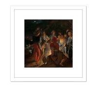 Artery8 Van Veen Batavians Besiege Romans Vetera 8X8 Inch Square Wooden Framed Wall Art Print Picture with Mount in White Artery8 White