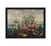 Artery8 Van Wieringen Battle Of Gibraltar 1607 Painting Artwork Framed Wall Art Print 18X24 Inch