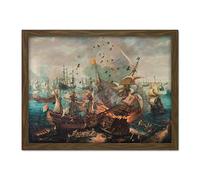 Artery8 Van Wieringen Battle Of Gibraltar 1607 Painting Artwork Framed Wall Art Print 18X24 Inch