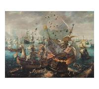 Artery8 Van Wieringen Battle Of Gibraltar 1607 Painting Unframed Wall Art Print Poster Home Decor Premium
