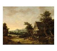 Artery8 Van Zwieten Hilly Landscape Cottage Peasant Painting Art Print Canvas Premium Wall Decor Poster Mural