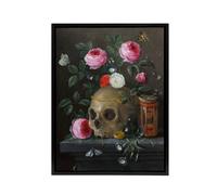Artery8 Vanitas Still Life With Skull Jan van Kessel Black Framed Canvas Art | Size: W12" x H16" Artery8 Multicolor W12" x H16"