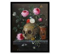Artery8 Vanitas Still Life With Skull Jan van Kessel Framed Wall Art Print | Size: A4 Artery8 Multicolor A4