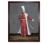 Artery8 Vanmour Capon Aghassi Chief White Eunuchs Sultan Art Print Framed Poster Wall Decor 12x16 inch