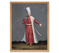 Artery8 Vanmour Capon Aghassi Chief White Eunuchs Sultan Art Print Framed Poster Wall Decor 12x16 inch