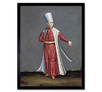 Artery8 Vanmour Capon Aghassi Chief White Eunuchs Sultan Art Print Framed Poster Wall Decor 12x16 inch