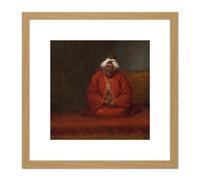 Artery8 Vanmour Mufti Head Of Religious Affairs Painting 8X8 Inch Square Wooden Framed Wall Art Print Picture with Mount in Light Oak Artery8 Light Oak
