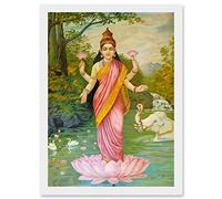 Artery8 Varma Hindu Goddess Lakshmi A4 Artwork Framed Wall Art Print