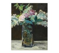 Artery8 Vase of White Lilacs and Roses Large Wall Art Poster Print 18X24 Inch Artwork By Manet : Romantic Floral Still Life Ideal For Kitchen Dining Or Hallway Bringing Vintage Colour And Calm