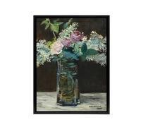 Artery8 Vase of White Lilacs & Roses Manet Black Framed Canvas Wall Art | Size: W18" x H24" Artery8 Multicolor W18" x H24"