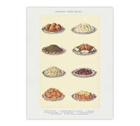 Artery8 Vegetable Side Dishes Kitchen Decor Mrs Beeton Wall Art Poster Print in White | Size: W18" x H24" Artery8 White W18" x H24"