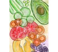 Artery8 Vegetables Fruits Colourful Watercolour Painting Art Print Canvas Premium Wall Decor Poster Mural