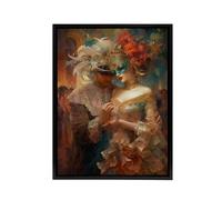 Artery8 Venetian Masked Ball Romantic Framed Canvas Wall Art Print | Size: W12" x H16" Artery8 Multicolor W12" x H16"