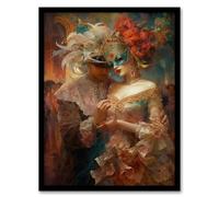 Artery8 Venetian Masked Ball Romantic Painting Artwork Framed Wall Art Print A4