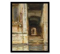 Artery8 Venetian Passageway Watercolour Sargent Framed Wall Art Print in Brown | Size: A4 Artery8 Brown A4