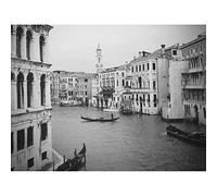 Artery8 Venice Canal Gondola Black White Photo Art Print Canvas Premium Wall Decor Poster Mural