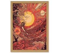 Artery8 Venus Sunset Fantasy Landscape Illustration Artwork Framed A3 Wall Art Print