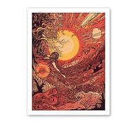 Artery8 Venus Sunset Fantasy Landscape Illustration Artwork Framed Wall Art Print 18X24 Inch