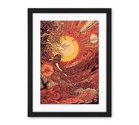 Artery8 Venus Sunset Fantasy Landscape Illustration Artwork Framed Wall Art Print 18X24 Inch