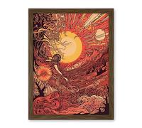 Artery8 Venus Sunset Fantasy Landscape Illustration Artwork Framed Wall Art Print 18X24 Inch