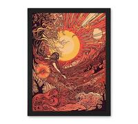 Artery8 Venus Sunset Fantasy Landscape Illustration Artwork Framed Wall Art Print 18X24 Inch