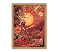 Artery8 Venus Sunset Fantasy Landscape Illustration Artwork Framed Wall Art Print 18X24 Inch