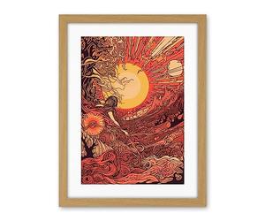 Artery8 Venus Sunset Fantasy Landscape Illustration Artwork Framed Wall Art Print 18X24 Inch