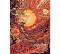 Artery8 Venus Sunset Fantasy Landscape Illustration Large Wall Art Poster Print Thick Paper 18X24 Inch