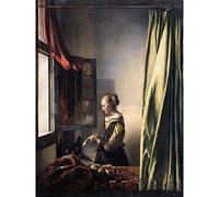 Artery8 Vermeer Girl Reading Letter Open Window Painting Premium Wall Art Canvas Print 18X24 Inch
