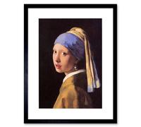 Artery8 Vermeer Pearl Earring Old Master 12x16" Framed Art Print in Brown | Size: W12" x H16" Artery8 Brown W12" x H16"