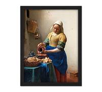 Artery8 Vermeer The Milkmaid Woman Kitchen Painting Artwork Framed Wall Art Print 18X24 Inch