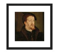 Artery8 Vermeyen Charles V Holy Roman Emperor Painting 8X8 Inch Square Wooden Framed Wall Art Print Picture with Mount in Black Artery8 Black