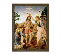 Artery8 Verrocchio Da Vinci The Baptism Of Christ Painting Artwork Framed Wall Art Print 18X24 Inch