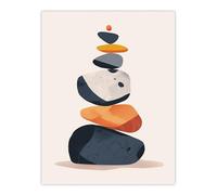 Artery8 Vertical Stacked Stones Zen Bright Graphic Boho Living Room Extra Large XL Wall Art Poster Print